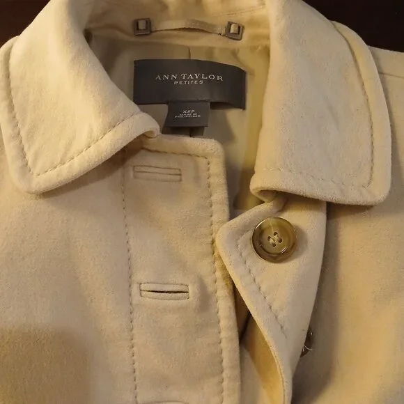 ANN TAYLOR Golden Tan/Cream Single-Breast Peacoat XSP - EUC - Picture 8 of 14